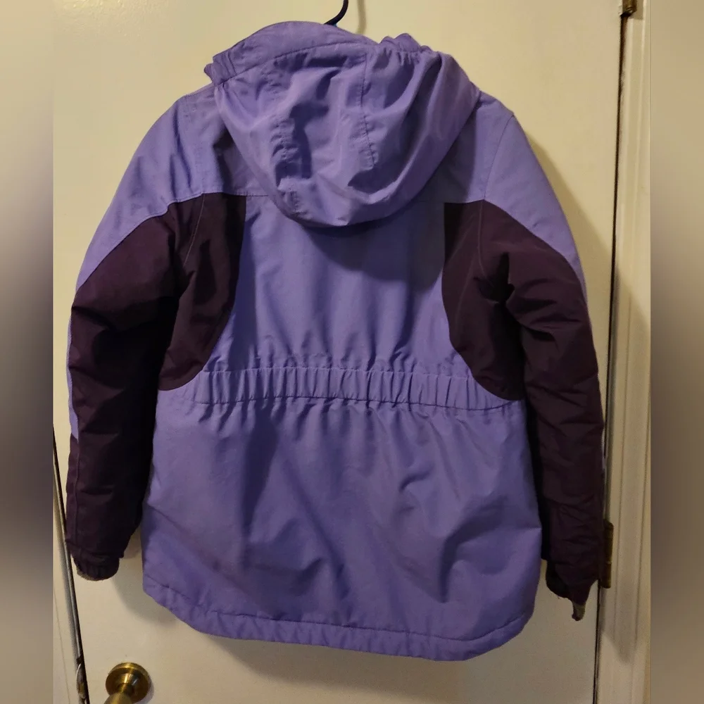 Lands' End Girls' Squall Jacket Purple Waterproof Windproof Hooded Size XL 16